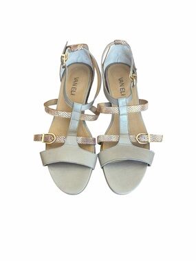 VANELi Women's Leather Snake Print Strap Wedge Sandals